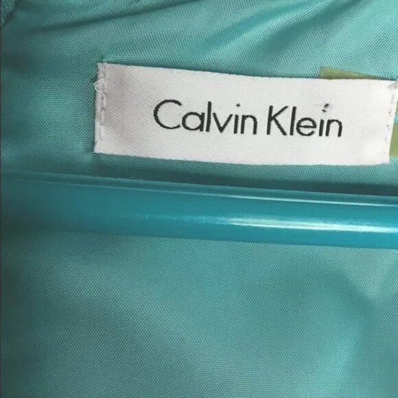 Calvin Klein Sleeveless Knee Length Ditsy Shift Dress Women Size 8 Green/Blue - Picture 2 of 9